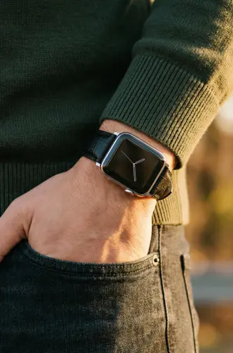 Apple Watch Black Alligator Grain Leather Band 